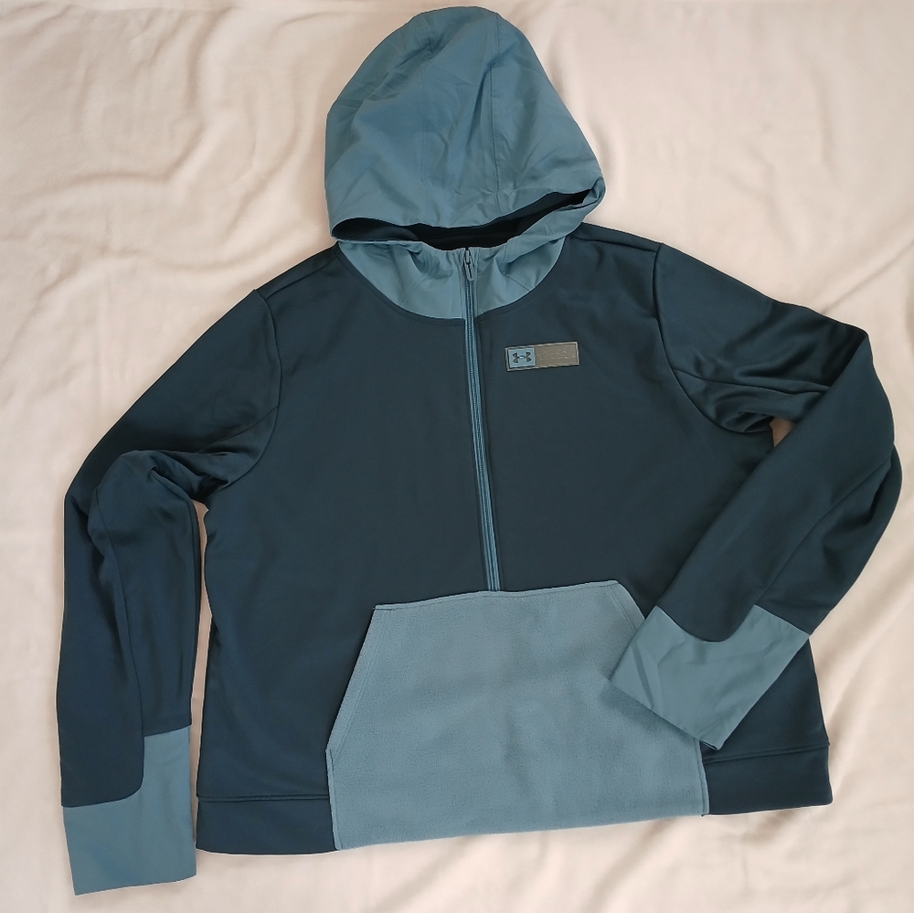 Under Armour, Women's Half Zipper Crop Loose Fleece Hooded Size XL